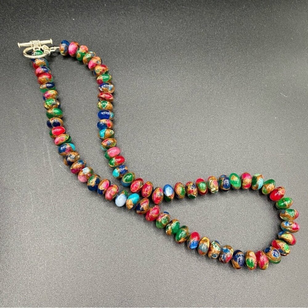 Boho Jade Quartz Stone Gemstone Necklace with Toggle Clasp